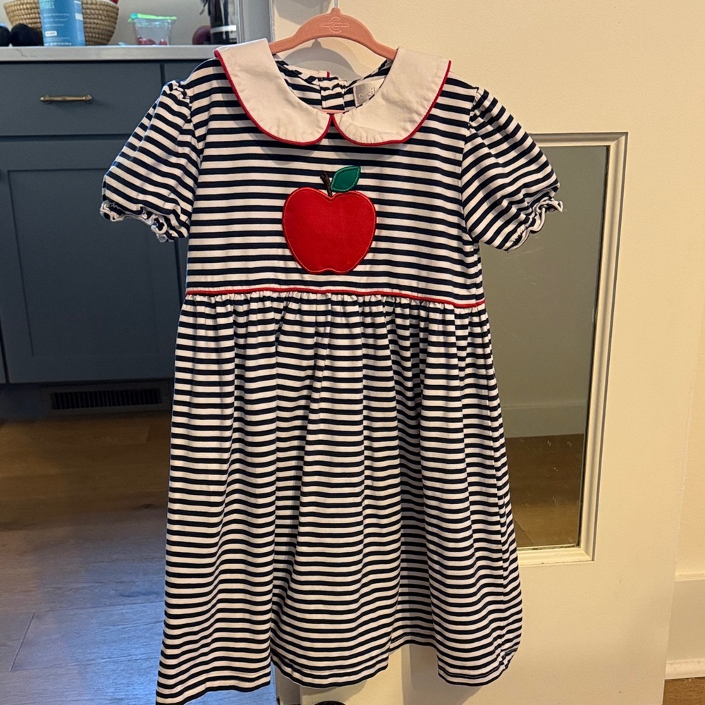 Back to School Dress with Apple Appliqué